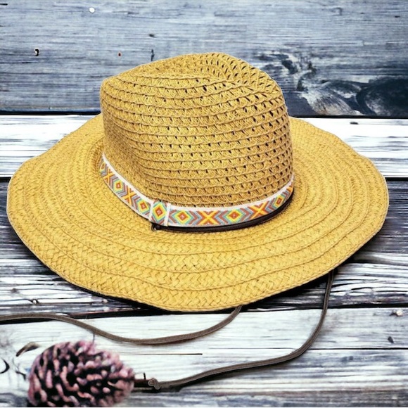 San Diego Hat Company Women’s Embroidered Band Shapeable Brim Straw Sun Hat - Picture 1 of 8